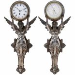 2 französische Figuren mit Uhr und Barometer, Ende 19. Jh.