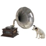 Trichtergrammophon "Leophone" mit Nipper