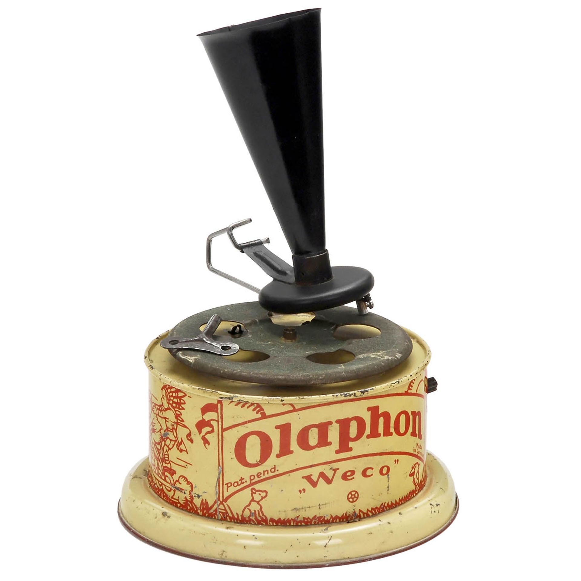 Sehr seltenes Spielzeug-Grammophon "Olaphon" von Weco, um 1925
