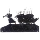 Schattenbild eines zum Angriff blasenden Zuaven mit seinen Söldnern, um 1910-30