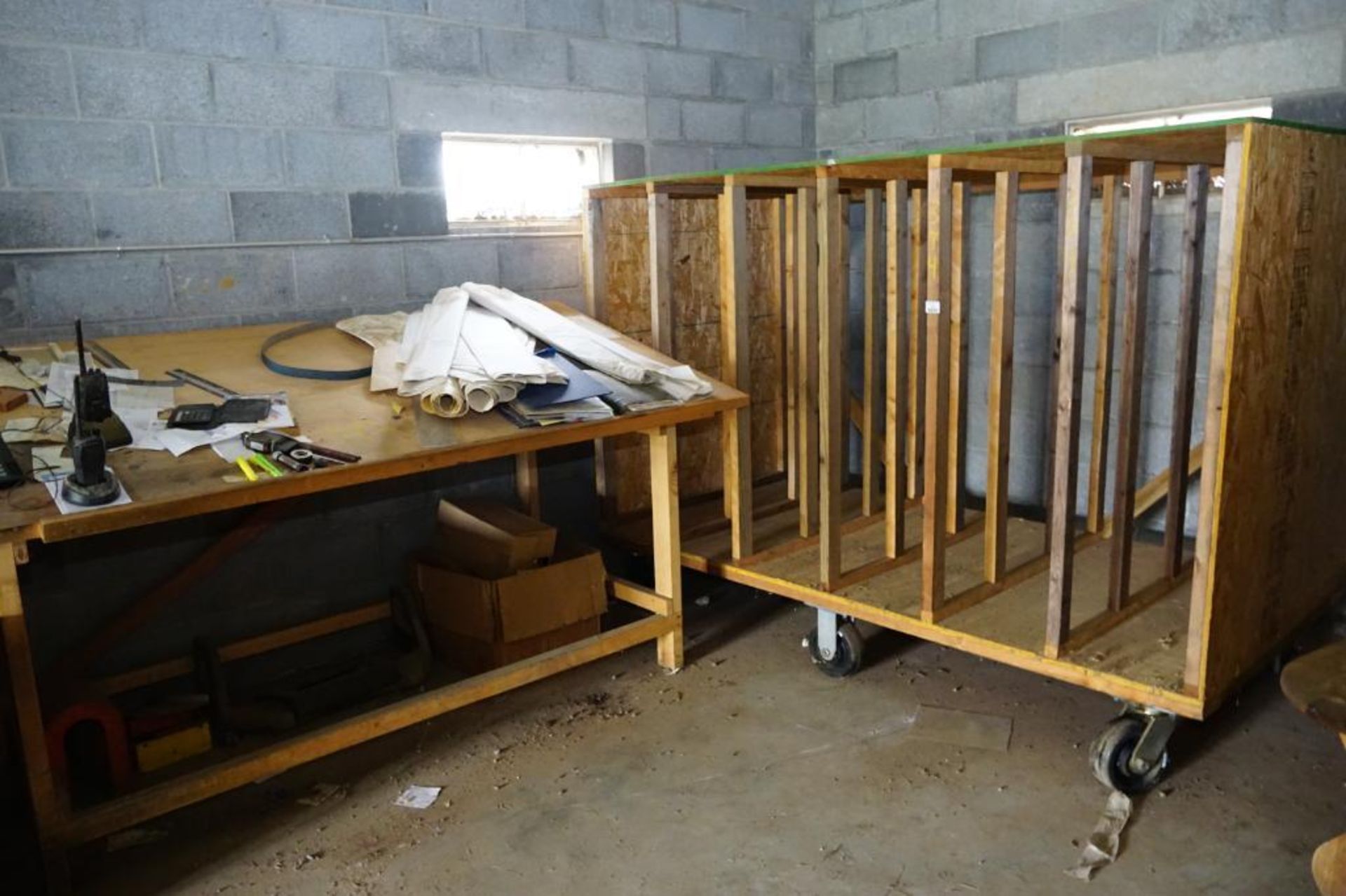 Work Table and Organizing Cart On Wheels