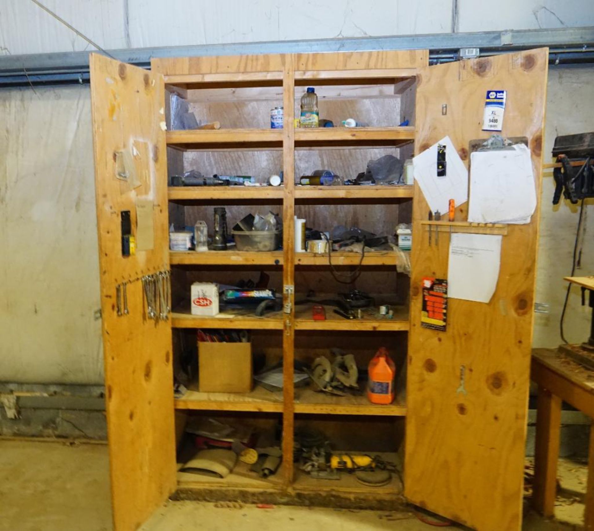 Wooden Cabinet and Contents