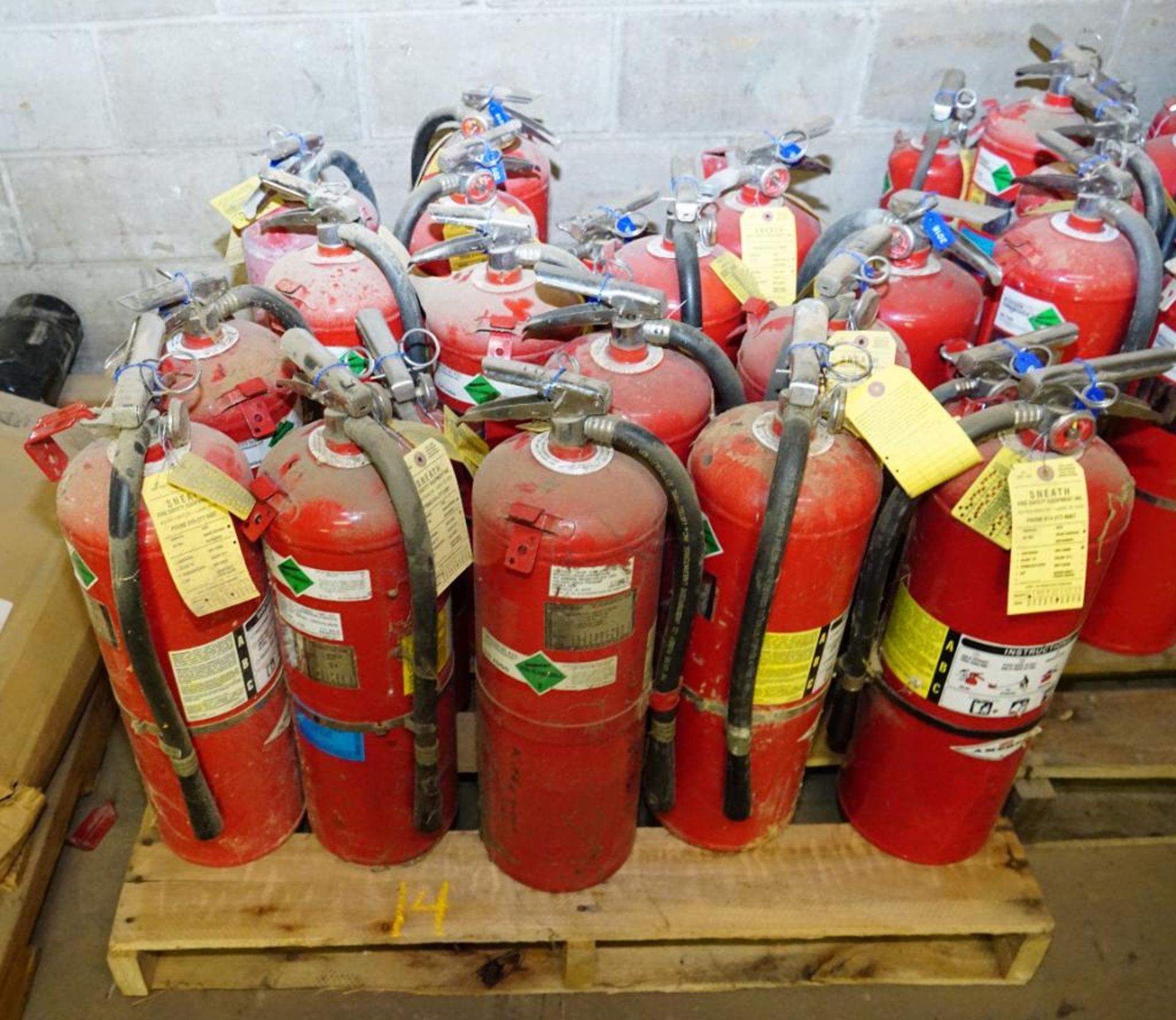 Skid of ABC Fire Extinguishers