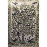 An Afghan woollen wall hanging, depicting the tree of life
