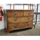 An early Edwardian mahogany bow fronted chest with two short over two long graduated drawers on Ogee