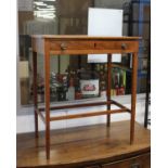 An Edwardian mahogany side table with string inlay decoration, single drawer on square tapering