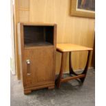A G Plan teak side table together with an oak finish bedside cabinet
