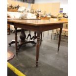 A small mahogany dinning table on turned legs. 120cm x 73cm