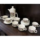 Retro Palissy Royal Worcester Contessa Design coffee setTo include 6 x saucers, 6 x cups, coffee