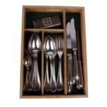 A six piece set of flatware and knives by Christofle, Paris. Marked OC France.