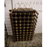 A wall mounted hanging 70 bottle wine rack. 67cm x 100cm together with a small 3 tier bottle wall