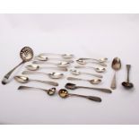 A collection of sterling silver items to include two sets of silver spoons a Georgian sugar