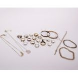 A collection of sterling silver and white metal jewellery items to include rings, bracelets and