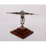 A mid 20th century plated hood ornament/ car mascot, possibly for a Packard/Cadillac. On a stepped