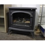 Clarendon log effect gas stove in grey matt Dimensions 56cm(W) x 40cm(D) 66cm(H)