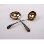 A pair of Georgian sterling silver sauce ladles. London 1800/1815 by Thomas Wilkes Barker. 88g