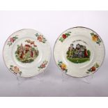 Two matched 19th century Staffordshire sandwich plates. 'Rural Felicity and The Happy Party' 19cm