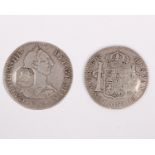 A RARE 1783 HALF DOLLAR GEORGE III OCTAGONAL COIN VF COUNTERMARK NOTE: RARER THAN DOLLAR COINS OF
