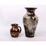 An Ewenny 'Clay Pits' baluster shaped vase with mottled glaze decoration (23cm) together with a