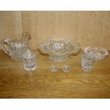 A collection of cut and moulded glass items, (6)