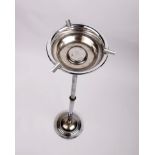 An art deco style chrome plated free standing pedestal ash tray. 75cm(h)