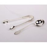 A pair of Georgian sterling silver sugar tongs by John King London together with a Georgian Scottish