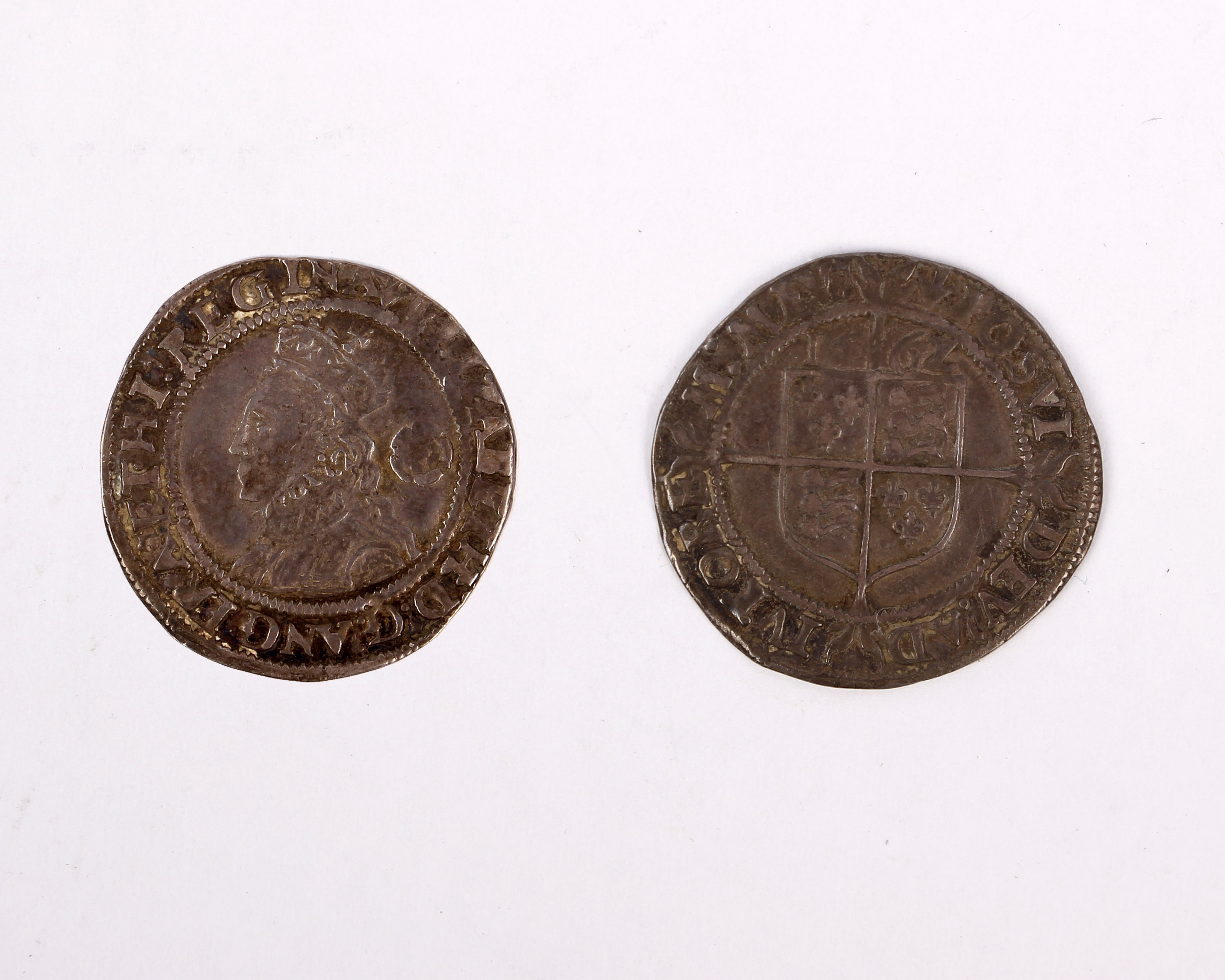 A 1562/1 RARE Threepence Elizabeth I Silver hammered 3d three pence coin 1562 over 1 GVF VF.