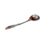 A Russian Silver and Enamel/Cloisonne Spoon. Early 20th Century Period, Makers mark indistinct, St