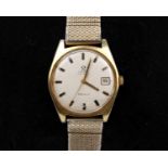 A 1970s gentleman's Omega Geneve automatic wristwatch , gold plated bracelet wristwatch with date