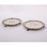 A pair of Irish white metal footed trays. 500g