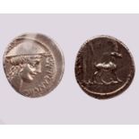 A Roman Republic Cn. Plancius, Denarius, Rome, 55 BC. (g 4,12; mm 18; h 6); Female head r.,