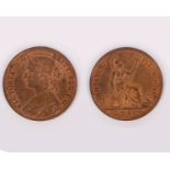 A Victoria Half Penny, 1860, beaded border. Obv: Bust left. Rev: Britannia seated right. KM-748.2