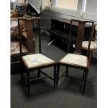 A pair of Arts and craft Hampton Court framed dining chairs. Attributed T Richard Norman Shaw