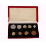 A rare George VI SET PROOF 9 PIECES 1950 Half Crown to Farthing In original box. In 1950 the Royal
