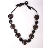 Obsidian glass type necklace - non crystal structure