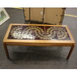 A 1970s G Plan style teak tile topped coffee table. 115cm x 52cm