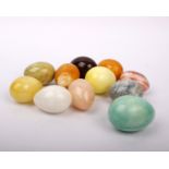 Eleven coloured Alabaster Italian marble Easter eggs