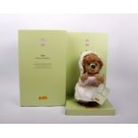 A boxed limited edition Steiff Mrs Tiggy Winkle from the Beatrix Potter classic. No. 722/1500.