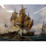 J.P BouchanelLimoges porcelain panelDepicting A Naval Engagement during the Napoleonic EraHand