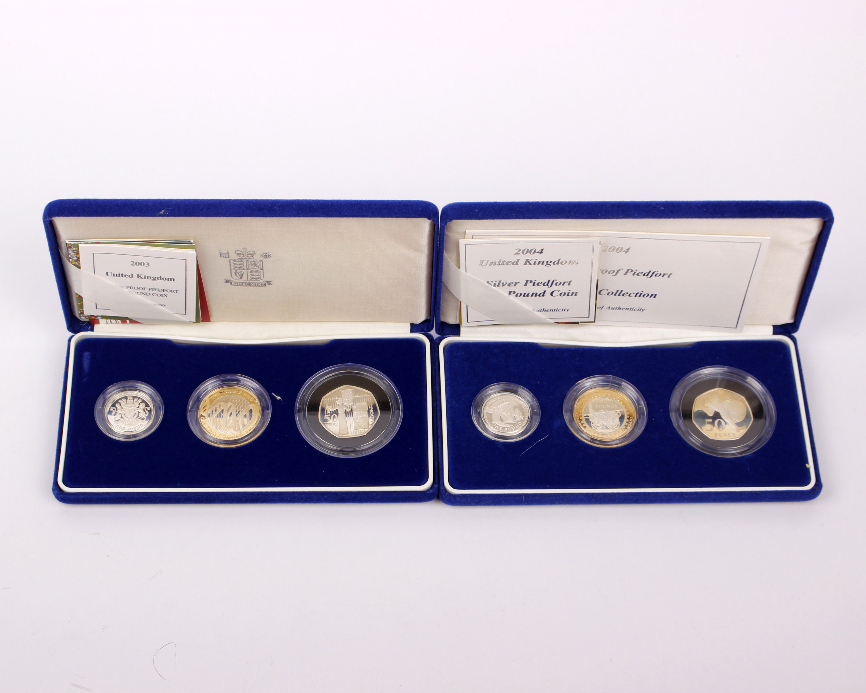 A 2003 Set Silver piedfort Coins Boxed £2 &£1 & 50P Issue limit 7,500 RMCode UK03PF3S PROOF