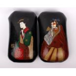 Two Japanese / Chinese Lacquered pillow headrest - hand painted