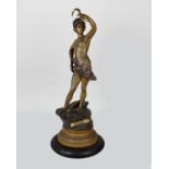 A 19th century Spelter figure 'Au Vainqueur' on wooden plinth