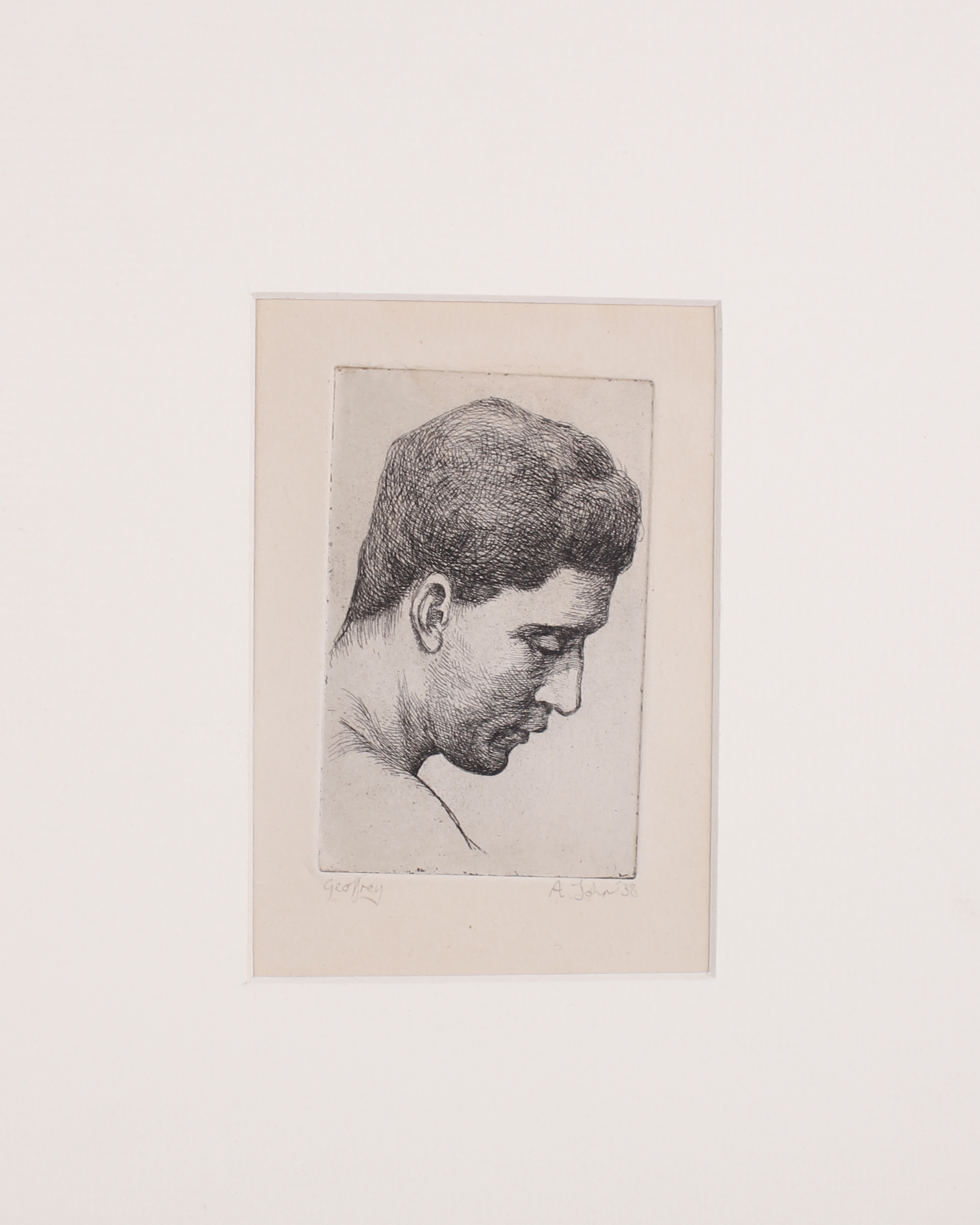 Sir Augustus Edwin John, R.A. (1878-1961)Geoffrey, head and shoulder portraitEtching on laid paper - Image 2 of 2