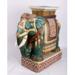 A large South Asian ceramic Elephant seat. 52cm(h)