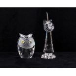 A Swarovski silver crystal figurine of an owl, contained within original cylinder box, together with