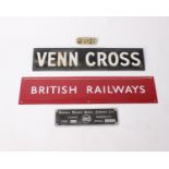 Three signs for British railways, Venn Cross and plaque from General Railway Signal Company LTD