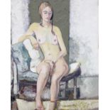 Quentin Williams (British B.1931)Seated NudeOil on board 88(H) x 63(W) cm (in frame)Williams is an