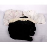 A lovely 1940's vintage black velvet jacket with rabbit fur trim collar together with a antique