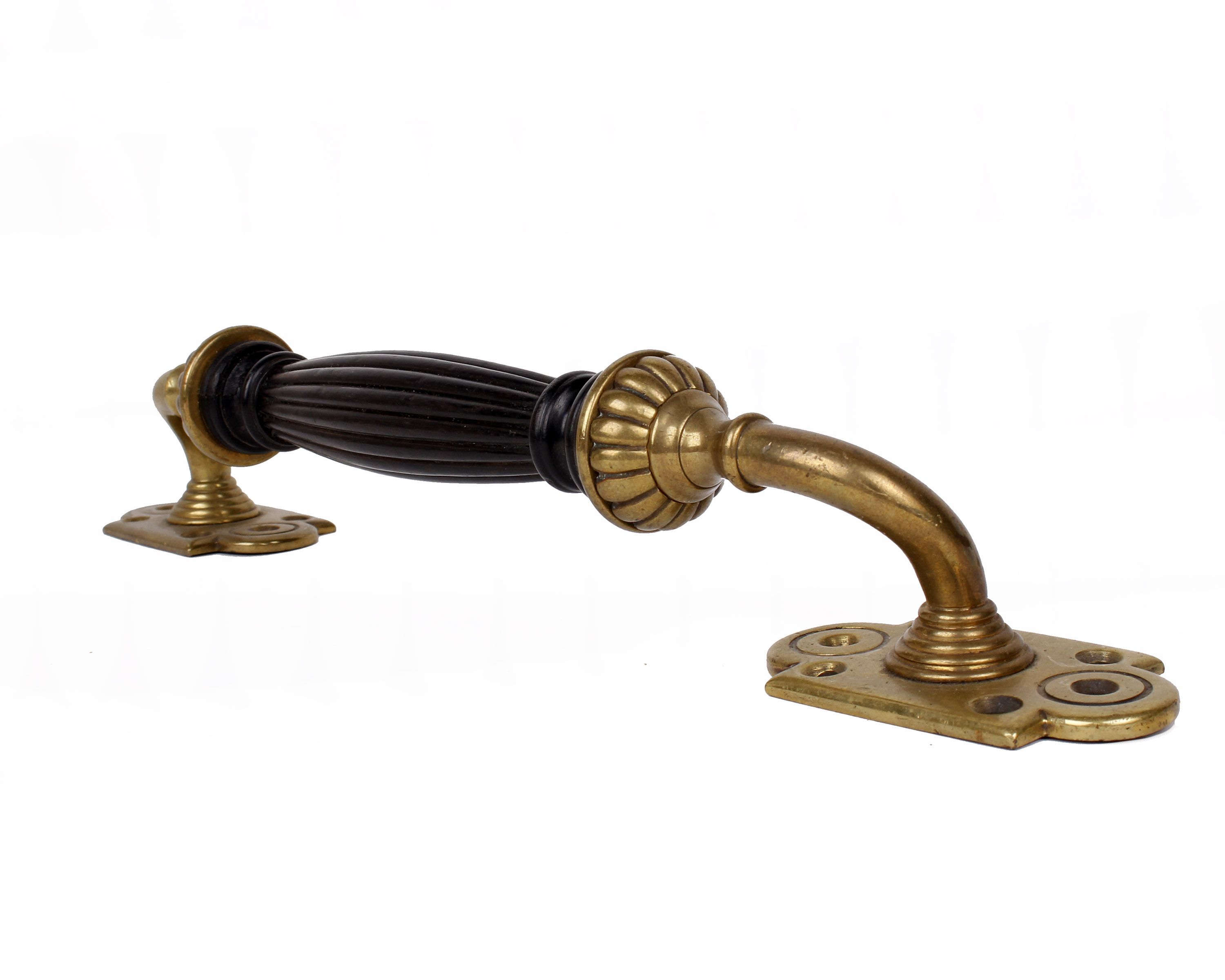 A Pair of Brass and Ebonised Timber Door Handles Stamped JC & S - Image 2 of 2