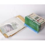 Six Stanley Gibbons Stamp Catalogues along with regional album blank pages and others